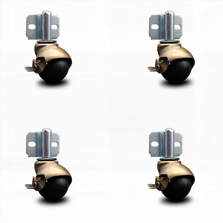Service Caster 2 Inch Windsor Antique Ball Caster with Brake - Side Mount Bracket -SCC, 4PK SCC-GR01S20-POS-WA-SLB-716-4-CB180-4